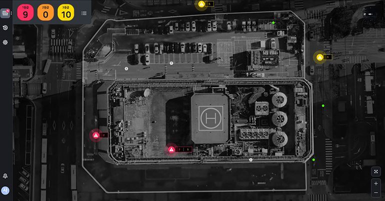 On-site CCTV Video Analysis System - Location of On-site Camera and AI Analysis Status 